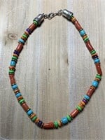 STERLING SILVER STONE BEADED NECKLACE