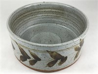 Alan Patrick Leaf Decorated Stoneware Bowl