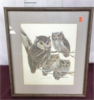 Artwork/print, Owls, John a Ricthmen, Signed