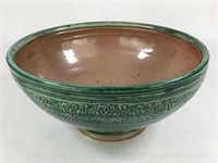 Footed Green Glazed Ceramic Bowl