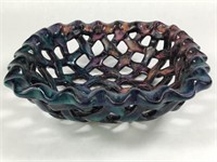 Multi Color Glaze Woven Ceramic Basket