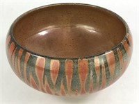 Paint Glazed Wheel Thrown Stoneware Bowl