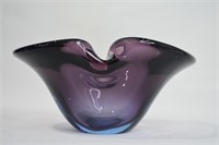 Vintage Purple Art Glass Ashtray - MCM