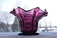 Vintage Amethyst Glass Drape Small Vase