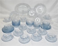 47pcs  Aqua "Bubble" Glass Dinnerware Dishes