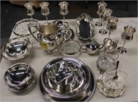 24 pc. misc. Silver Plate Serving Pieces, Goblets,