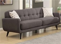 New AC Pacific Crystal Charcoal Mid-Century Sofa