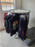 ROUND CLOTHING RACK AND CONTENTS