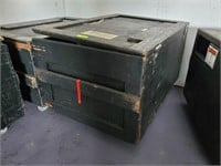 LARGE WOODEN CRATE WITH POWER CORDS