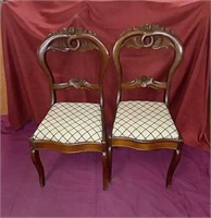 Pair of Wooden chairs w/padded seats