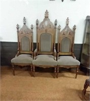 (3) Gothic Throne Chairs
