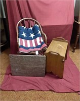 Americana Throw, Wood Chair & Bench, Marble Top