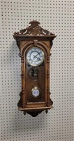 Vintage Wind-up Wall Clock w/Chime & pendulum