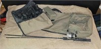 Fishing pole carrying case and Zebco fishing pole