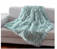 $124 Mongolian Faux Fur Throw Blanket 50in x 60in