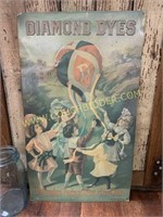 Embossed nostalgic Diamond Dyes tin sign