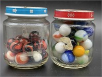 (2) Baby Food Jars of Marbles 3”