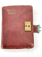 Antique 1940s Five Year Diary - Completely f