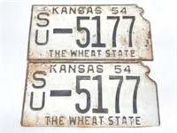 Kansas 1954 License Plates Matching Set