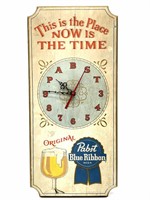 Wood Pabst Blue Ribbon Clock 11” x 23.5”