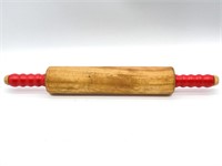 Vintage Wooden Red Handled Rolling Pin 17”