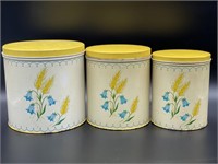 (3) Vintage Metal Canisters by Colorware 7” and
