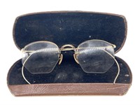 Vintage Gold Framed Eyeglasses in Case - Marked