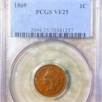 1869 Indian Head Penny PCGS - VF25