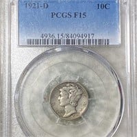 1921-D Mercury Silver Dime PCGS - F15