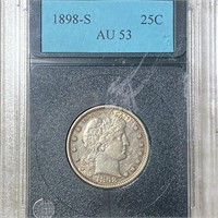 1898-S Barber Silver Quarter PCS - AU53