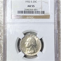 1932-S Washington Silver Quarter NGC - AU55