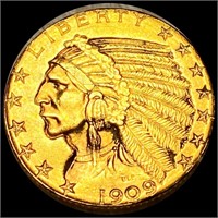 1909-D $5 Gold Half Eagle UNCIRCULATED