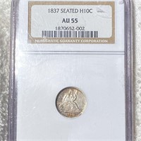 1837 Seated Half Cent NGC - AU55