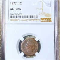 1877 Indian Head Penny NGC - AG 3 BN