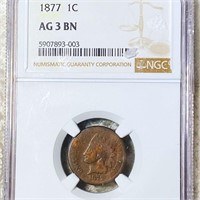 1877 Indian Head Penny NGC - AG 3 BN