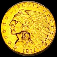 1911 $2.50 Gold Quarter Eagle UNCIRCULATED