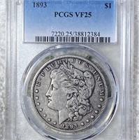 1893 Morgan Silver Dollar PCGS - VF25