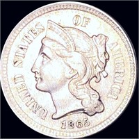 1865 Three Cent Nickel XF