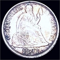 1891 Seated Liberty Dime ABOUT UNCIRCULATED