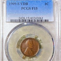 1909-S V.D.B. Lincoln Wheat Penny PCGS - F15