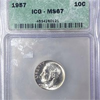 1957 Roosevelt Silver Dime ICG - MS67