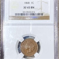 1868 Indian Head Penny NGC - XF 45 BN