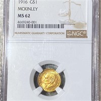 1916 McKinley Gold Dollar NGC - MS62