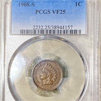 1908-S Indian Head Penny PCGS - VF25