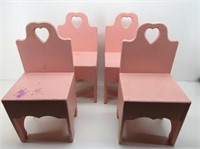(4) Painted Pink Wood Children's Chairs