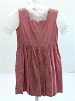 Vintage Red Gingham Jumper Dress Mesh Blouse
