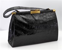 Vintage Vassar Black Alligator Handbag