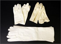 Vtg. Ladies XS White Leather Gloves (3)