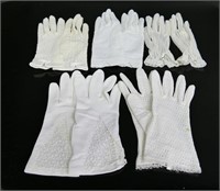 Vtg. Small Dainty Ladies Lace Gloves (6)