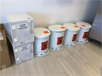 (2) Small Corrosive Cabinets & (4) Biohazard Cans